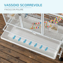Voliera per Uccelli 83x53x180 cm in Acciaio Bianco