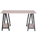 Scrivania da Ufficio Industrial in Metallo e Legno MDF Ripiani Legno e Nero 140x60x75 cm 