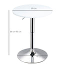 Tavolino da Bar Ø60x69-93 cm in Metallo e MDF Bianco