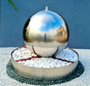 Sfera Cascata Artificiale da Giardino con LED Ø80 cm in Acciaio Inox con Pompa