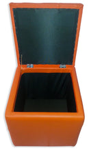 Cubo Pouf Contenitore in Similpelle e Cristalli Renier Arancione