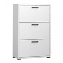 Scarpiera 3 Ante a Ribalta 75,3x33x115,7 h cm in Truciolare bilaminato Bianco Cemento