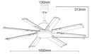 Ventilatore da Soffitto con 8 Pale in Alluminio Ø165 cm 5 Velocità Martec Albatross Nero