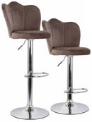 Set 2 Sgabelli 38x38x60/80 cm in Velluto Base Cromata Grigio