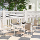 Set da Giardino con Tavolo da Pranzo in Vetro Rettangolare e 4 Sedie con Braccioli Multicolore     