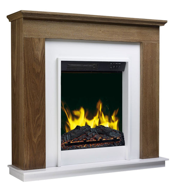 Camino Elettrico da Pavimento Effetto Fiamma 2000W CheminArte Megeve Bianco e Quercia sconto