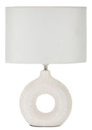 Lampada da Tavolo Seta Bianca 28,5x15x43 cm in Ceramica e Ferro e Tessuto Bianco      