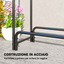 Portalegna Regolabile 300x36x99 cm con Telo Impermeabile in PE e Metallo Nero e Verde Scuro      