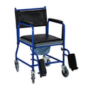 Sedia a Rotelle Bagno con Vaso Rimovibile in Ferro Nero e blu 83x53x85 cm 