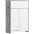 Mobile Bagno Autoportante 60x30x90 cm con Cassetto e Ante Doppie in Legno Grigio e Bianco      