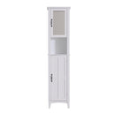 Mobile a Colonna da Bagno Salvaspazio con Specchio in Legno Bianco 40x30x170 cm 