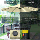 Ombrellone da Giardino Inclinabile Ø265 cm con 32 Luci LED Solari e Manovella Beige      