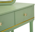 Toeletta Camille con Specchio e Sgabello Verde 120x37x79 cm in Legno di Pino Specchio e Poliestere      