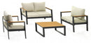 Set da Giardino Divano 2 Poltrone e Tavolino in Alluminio Grigio Scuro