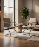 Poltrona da Ufficio Attesa Dallas con Braccioli 54x62x89 cm in Pelle Sintetica Tortora      