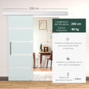 Porta Scorrevole Vetrata 77,5x205 cm Satinata a Strisce 