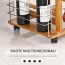 Carrello da Cucina 1 Cassetto 4 Cestelli 47x37x83 cm in Legno Marrone