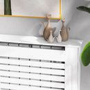 Copritermosifone a Doghe 152x19x81 cm con Ripiano Portaoggetti in MDF Bianco  