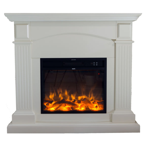 Camino Elettrico da Pavimento 113,7x102,2x28,2 cm Effetto Fiamma 1500W Sined Cetona Bianco online