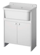 Mobile Lavanderia in PVC 54x26x80 cm 2 Ante per Interno ed Esterno Forlani Clear Bianco