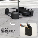 Base per Ombrellone Riempibile con Sabbia per Pali da Ø48 mm in Plastica e Tessuo Oxford Nero      