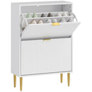 Scarpiera Slim con 2 Cassetti Ribaltabili per 12 Paia di Scarpe 60x24x91,5 cm Design Moderno in MDF Bianco  