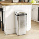 Bidone per Rifiuti da 40L con Sensore per Apertura e Chiusura Automatica 33x25x70 cm in ABS e Acciaio Inox Argento      