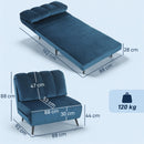 Poltrona Letto Pieghevole 88x92x88 cm Trasformabile con Schienale Regolabile in Velluto Blu      