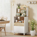 Credenza Mobile per Microonde 60x40x131 cm Mensole con Retro Aperto in Legno Bianco      