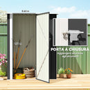 Capanno Porta Attrezzi 142x86x189 cm con Tetto Inclinato e Porta Bloccabile in Metallo Grigio Scuro      