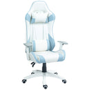 Sedia da Gaming Reclinabile 135° con Poggiatesta e Supporto Lombare 67x60x120-128 cm in Similpelle Azzurro