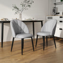 Set 2 Sedie da Pranzo Schienale a Conchiglia in Pelle PU Grigio Chiaro   