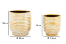 Porta Vasi Coppia Melody Ø23x24 cm - Ø17,5x19 cm in Ceramica Bianco e Oro      