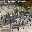 Tavolo Allungabile da Esterno per 8-10 Persone 180/240x99x74 cm in Acciaio e Alluminio Grigio Scuro