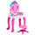Specchiera per Bambini con Pianola e Sgabello Giocattolo per Bambini Rosa