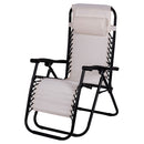 Sedia Sdraio Reclinabile e Richiudibile Rio 65x90x108 cm con Poggiatesta in Poliestere con Struttura in Acciaio Avorio      