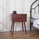 Comodino 2 Cassetti in Legno 45x35x59,5 cm Toby Noce