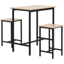 Set Tavolo con 2 Sgabelli in Legno e Acciaio  Nero