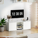 Mobile Porta TV fino a 55" Sospeso o a Terra Ante Soft Close Foro Passacavi e Ripiano in Vetro Bianco      