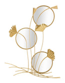 Specchio da Muro Triple Flow 65x8x88 cm in Ferro e Specchio e MDF Oro      