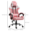Sedia da Gaming Ergonomica 63x67x119-127 cm in Similpelle Rosa