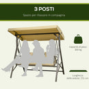 Dondolo da Giardino 3 Posti 190x120x178 cm in Acciaio e Poliestere Marrone e Cachi