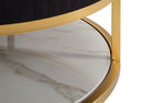 Tavolo da Caffe' Montpellier Nero Ø 75x36 cm in Ferro Legno 