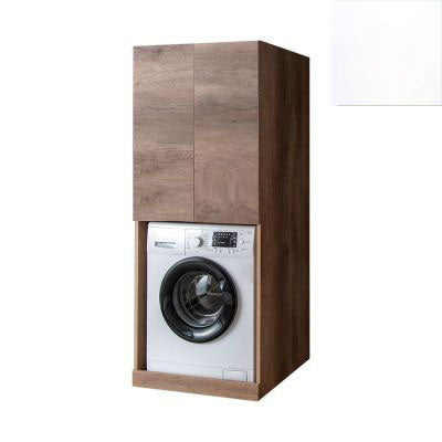 prezzo Mobile Lavanderia a Colonna per Lavatrice o Asciugatrice con 2 Ante Installabili Sopra o Sotto 70x70x174A cm in Nobilitato Unika Bianco Latte