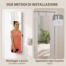Specchiera Portagioie da Parete 37x10x120 cm Porta con Specchio Interno Illuminato e Serratura Bianco      