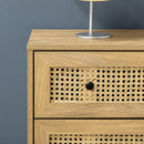 Cassettiera con 4 Cassetti in Stile Boho 80x35x95 cm Inserti in Rattan color Legno   