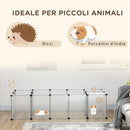 Recinto per Animali Modulabile 175x70x45 cm  con 20 Pannelli e 2 Porte in Acciaio e PP Bianco e Nero  