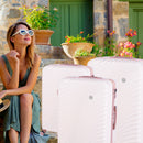 Set 3 Valigie Rigide con Ruote Easy Roll Trolley Bagaglio da Viaggio Rosa Gold      