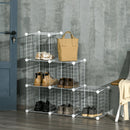Scarpiera Modulare 94x32x94 cm 6 Cubi in Plastica e Acciaio Bianco