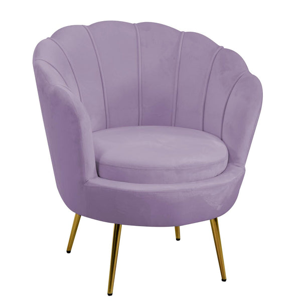 Poltrona Imbottita 73x72xh49/77 cm in Tessuto Velluto Tulipan Viola acquista